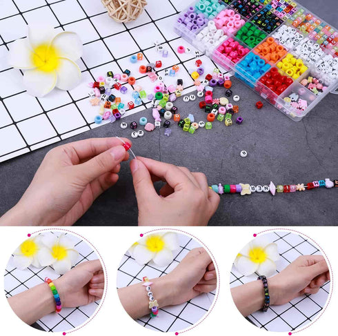 Bead Bracelet Making Kit, Shynek Bead Friendship Bracelets Kit with Pony Beads Letter Beads Charm Beads and Elastic String for Bracelet and Jewelr...