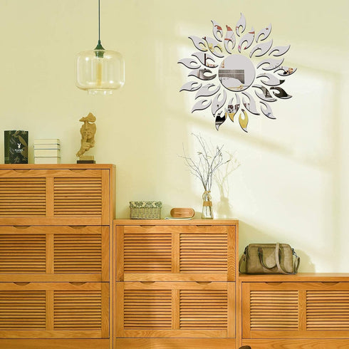 3D Mirror Sunlower Wall Decor Sticker, CUNYA Peel and Stick Wall Art Decals, Removable Acrylic Mirrors for Wall Living Room, Bedroom, Farmhouse De...