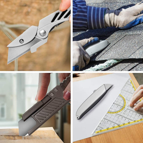 Box Cutter Blades 100 Pack Utility Knife Blades SK5 Steel Heavy Duty Razor Blades Replacement for with Storage Box for Roofing Cardboard Carpet Va...