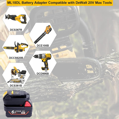 ML18DL Adapter Compatible with Milwaukee M18 18V Battery to Replacement for Dewalt 20V Battery, Battery Converter Compatible with DeWalt 20V Tools...