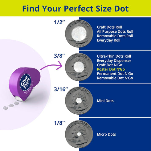 Glue Dots .375" Poster Dot Disposable Dispenser - 200 Clear Dots...