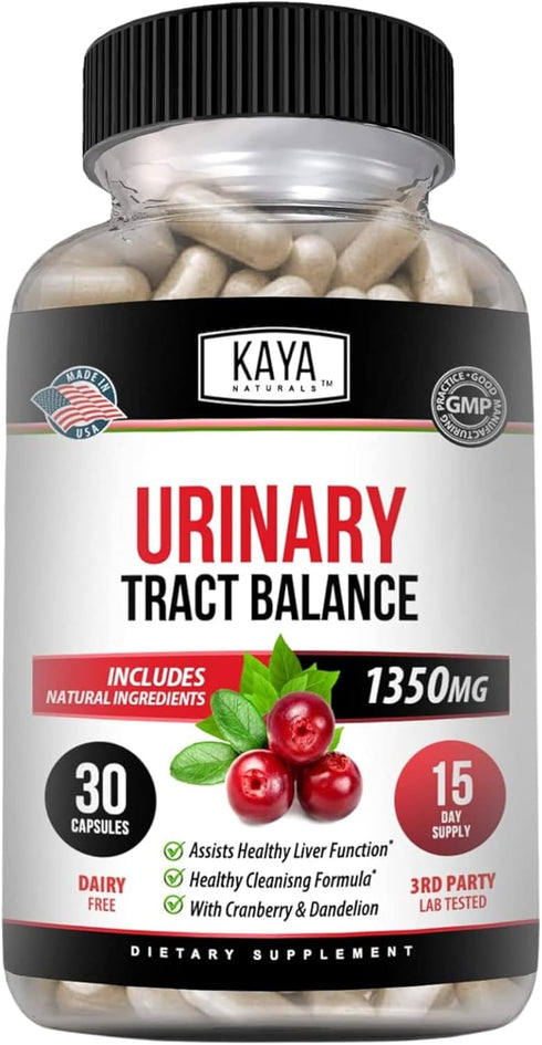 Kaya Naturals - D-Mannose - Urinary Tract UT Cleanse & Bladder Health - Made with Cranberry, Hibiscus & Dandelion Root - D Mannose Capsules Cranbe...