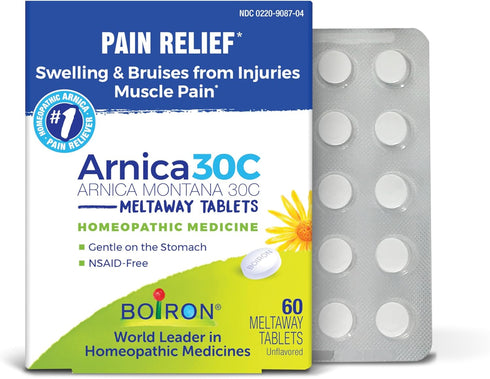 Arnica 30C Tablets for Pain Relief from Muscle Pain, Joint Soreness, Swelling from Injury or Bruises - 60 Count...