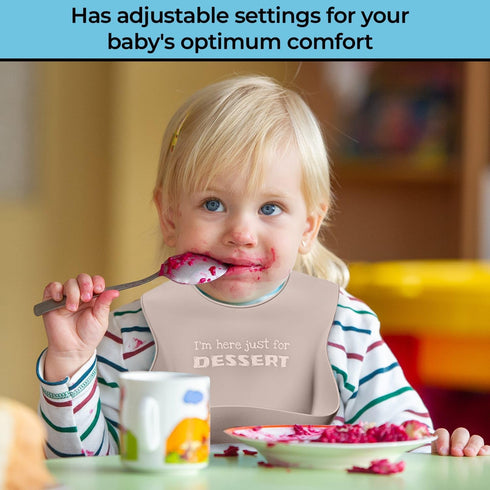 Set of 2 Waterproof Silicone Baby Bibs | Mess-Free Mealtime, Adjustable Buttons, Extra-Wide Pocket |...