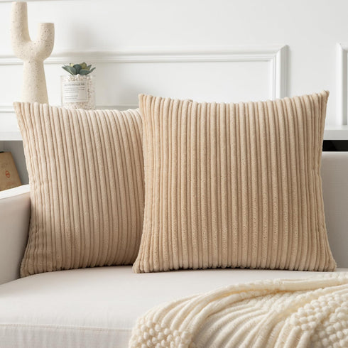 Kevin Textile Throw Pillow Covers Soft Corduroy Decorative Set of 2 Boho Striped Pillow Covers Pillowcases Farmhouse Home Decor for Couch Bed Sofa...