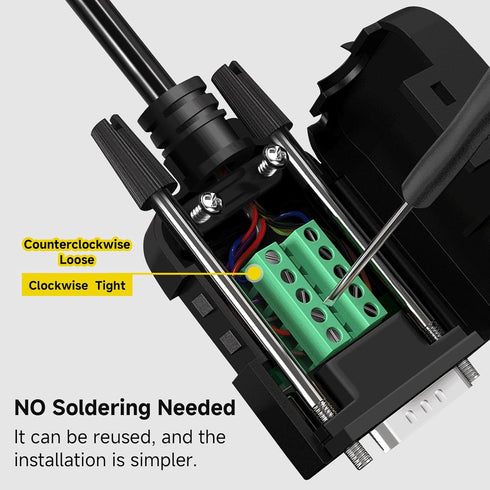 DB9 Female Breakout Connector, 9PIN Port Solderless RS232 D-SUB RS485 Serial Adapter, Solderless Module Board with Screw Terminals, Case, Long Bol...