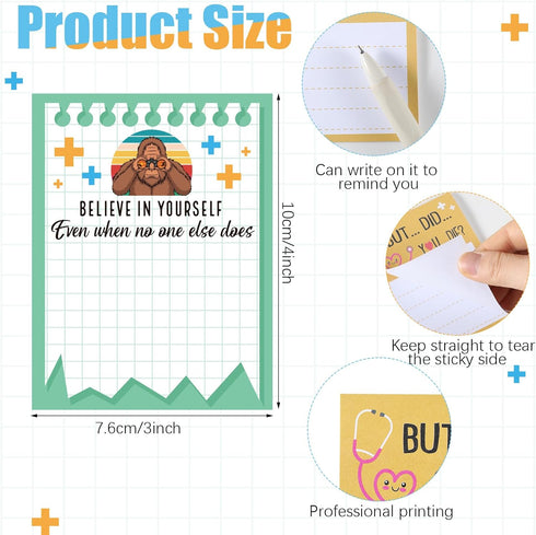 12 Pcs Funny Notepads Cute Self Adhesive Note Pads Sarcastic Sticky Memo Pads Funny Office Supplies for Writing Notes Schedules Diary Lists Cowork...