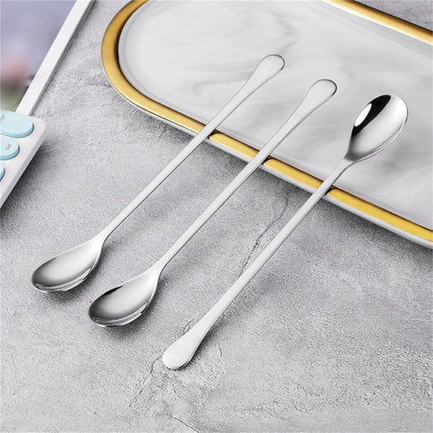 9.25-Inch Long Handle Iced Tea Spoon, Ice Cream Spoon, Premium 304 Stainless Steel Cocktail Stirring Spoons, Silver...