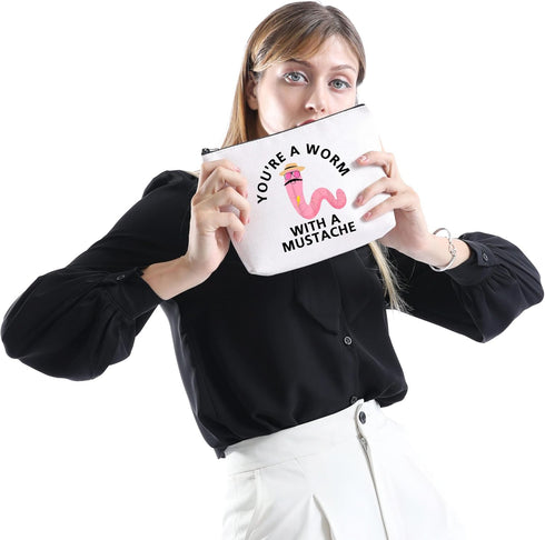 VPR Reality TV Show Makeup Bag You'Re A Worm With A Mustache VPR TV Show Fans Gift VPR Cosmetic Bag (YOU'RE A WORM)...