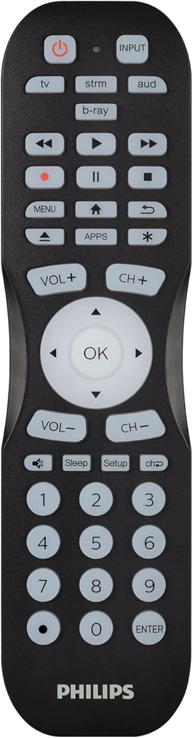 Philips Universal Remote Control for Samsung TV, Blu-ray, Soundbar, Cable/Satellite, Streaming Players, Roku Boxes, and More, 30 Ft Find-It Featur...