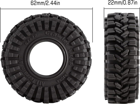 INJORA 1.0 Tires - All Terrain Super S5 King Trekker Soft Sticky Tires for 1/18 TRX4M 1/24 RC Crawler Axial SCX24 FMS FCX24 Enduro24 (T1014)...