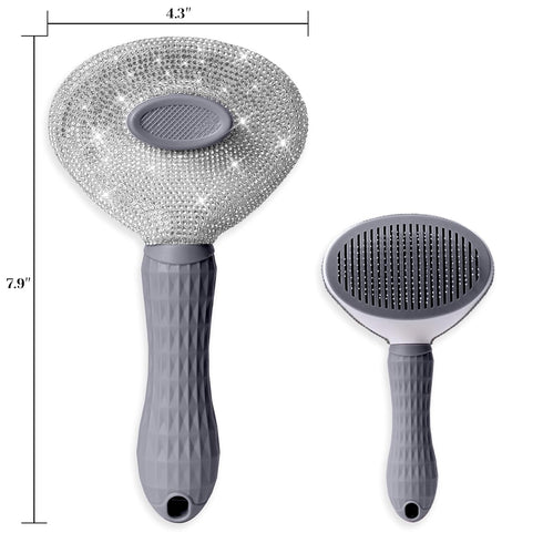 Full Diamonds Self Cleaning Slicker Brush for Dogs & Cats, Skin Friendly Grooming Cat Brush, Dog Brush for Shedding, Deshedding Brush, Hair Brush ...
