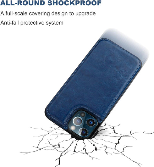 ONETOP Compatible with iPhone 12 Compatible with iPhone 12 Pro Wallet Case with Card Holder, PU Leather Kickstand Card Slots Case, Double Magnetic...