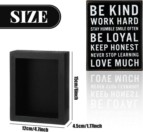 Be Kind Wooden Box Signs with Positive Quotes Sayings Inspirational Desk Decor Family Motivational Signs with Quotes for Farmhouse Office Employee...