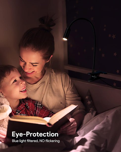 JHD Led Desk Lamp with Clamp - 10 Brightness Levels, 12" Flexible Gooseneck,Eye Protection USB Lamp - Suitable for Home Office, Reading, Bed Light...