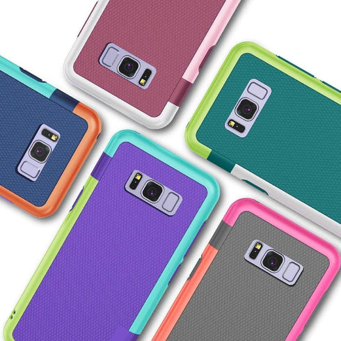 Jeylly S8 Case, Galaxy S8 Case with 2 Pack HD Soft Screen Protector, Contrasting Colors Ultra Slim One-Piece Anti-Slip Rugged Soft TPU Bumper Shoc...