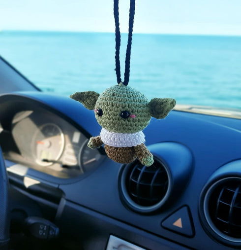 Alien, Car Mirror Hanging Decorations, Crochet Handmade Car Rear View Mirror Holder Hanging Accessories, Bag Ornament....