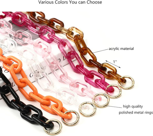 Yichain Chunky Acrylic Purse Strap Bag Chain Handle Replacement,Handbag Purse Making Accessory Decoration (Transparent)...