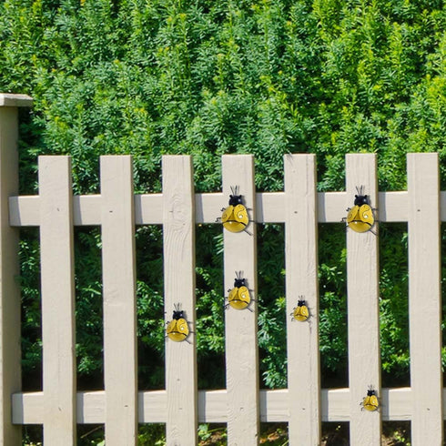 OBTANIM 4 Pack Cute Metal Bee Garden Wall Art Decorative Yard Hanging Decorations Outdoor Lawn Wall Sculptures...