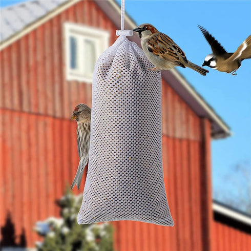 6 Pieces Food Finch Sock Feeder, Thistle Seed Sacks in White, Bird Feeder Socks, Instant Seed Sack Feeder for Wildlife Goldfinch Feeding (White)...