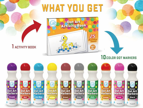 Dot Markers | Bingo Daubers 10 Washable Color Dot Markers For Toddlers, Toddler Activities, Bingo Markers and Activity Book, Toddler Arts And...