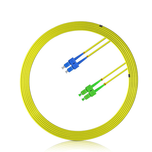 20M/66FT SC/APC to SC/UPC SM DX LSZH 3.0mm Indoor Fiber Optic Patch Cord, SC to SC Single mode 9/125?m Duplex SC-SC Optical Fiber Jumper Cable Com...