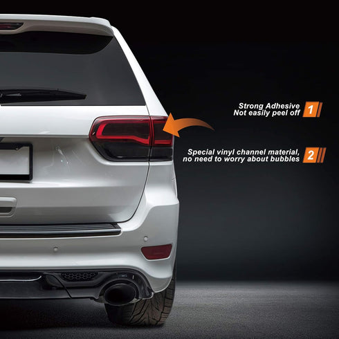 NDRUSH Smoked Taillight Rear Fender Vinyl Tint Film, Precut Overlay, Tail Light Wrap Cover Compatible with 2014-2020 Jeep Grand Cherokee...