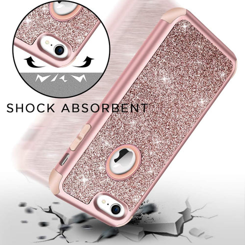Hython Designed for iPhone 8, iPhone 7 Case, Heavy Duty Full-Body Defender Protective Case Bling Glitter Sparkle Hard Shell Hybrid Shockproof Rubb...
