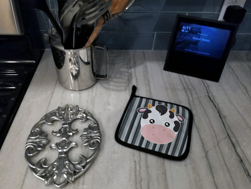 Caroline's Treasures BB6926PTHD Cow Face Pair of Pot Holders Kitchen Heat Resistant Pot Holders Sets Oven Hot Pads for Cooking Baking BBQ, 7 1/2 x...