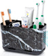 Boperzi Black Toothbrush Holder for Bathroom Toothpaste Organizer Countertop, Detachable Anti-slip Marble Toothpaste Storage Caddy 6 Slots with Dr...