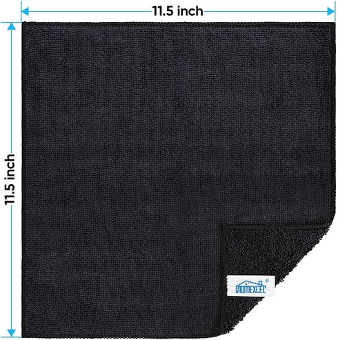 HOMEXCEL Microfiber Cleaning Cloth Black, 12 Pack Premium Microfiber Towels for Cars, Lint Free, Scratch-Free, Highly Absorbent, Reusable Cleaning...