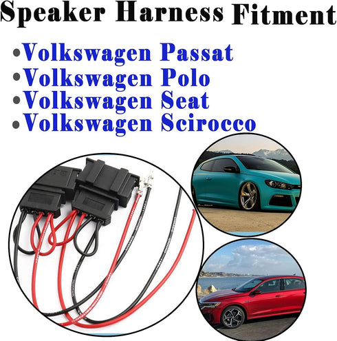 4 Pack Speaker Wire Harness Adapter Replacement for Volkswagen Speaker Harness VW Jetta GLI GTI Beetle Golf Passat Polo Car Speaker Connector Harn...