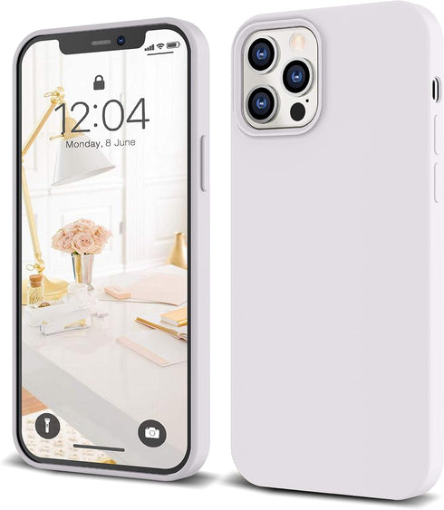 IceSword iPhone 12 Pro Max Case, Thin Liquid Silicone Shockproof Phone Case Cover, Pure White Cute Cool Fun, Gel Rubber Drop Protective 6.7" [Soft...