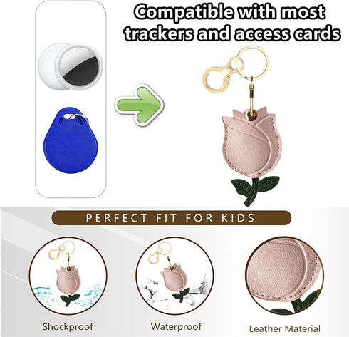 Leather Keychain Holder Case Compatible with Apple AirTag, Cute Protective Air Tag Cover with Keychain Ring, Anti-Scratch Finder GPS Tracker Case ...