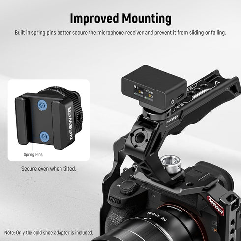 NEEWER Cold Shoe Mount Adapter Compatible with DJI Hollyland Rode Wireless Lavalier Microphone Receiver, Anti Drop Mic Accessories with Retractabl...