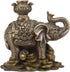 Ebros Small Feng Shui Auspicious Elephant Carrying Wealth Pot With Trunk Up Standing On Golden Coins Ingots And Nuggets Statue 4.25"Long Home Deco...