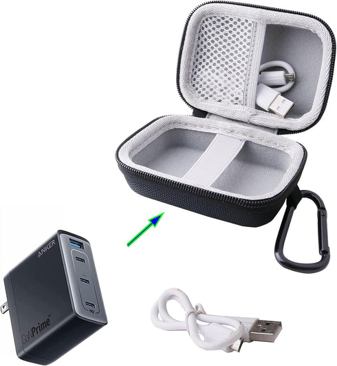 WERJIA Travel Hard Case for Anker 317 100w USB-c Charger, 736 Charger (Nano II 100W), 747 Charger GaNPrime 150W USB C Charger Case Black......