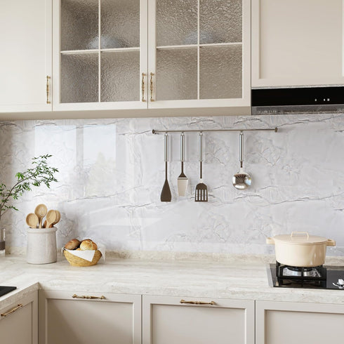 CRE8TIVE Grey White Marble Contact Paper for Countertops Glossy Marble Wallpaper Peel and Stick Countertop Contact Paper Waterproof Self Adhesive ...