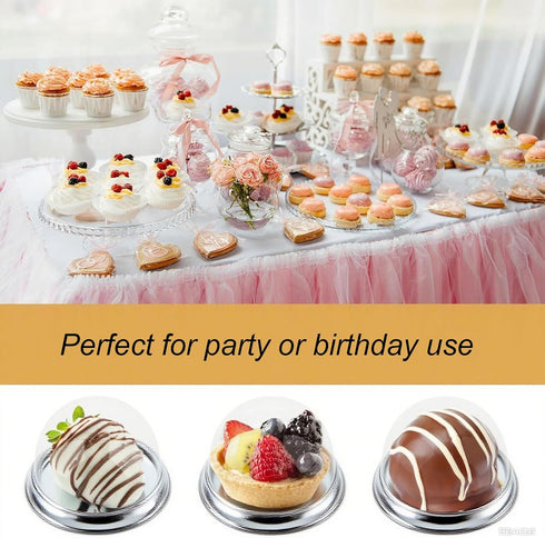EchoDone 50 Set Clear Plastic Mini Cupcake Boxes Muffin Pod Dome Muffin Single Container Box Wedding Birthday Gifts Boxes Supplies (Silver)...