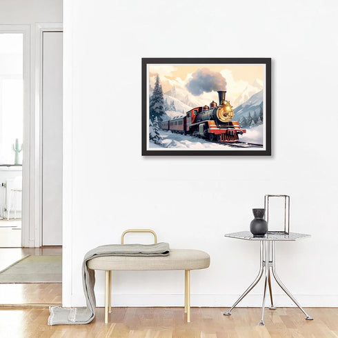 Kaliosy 5D Diamond Art Painting Kits for Adult Trains Snow by Number Kits, Paint with Diamonds Art Landscape DIY Full Drill, Crystal Craft Cross S...
