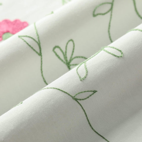 VOGOL White Valances for Small Windows Flowers Embroidered Window Valances for Kitchen Living Room, Rod Pocket, 52 x 18 Inches, Red Flowers, One P...