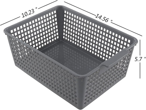 Plastic Organizing Baskets, Large Open Storage Bins Set of 3...