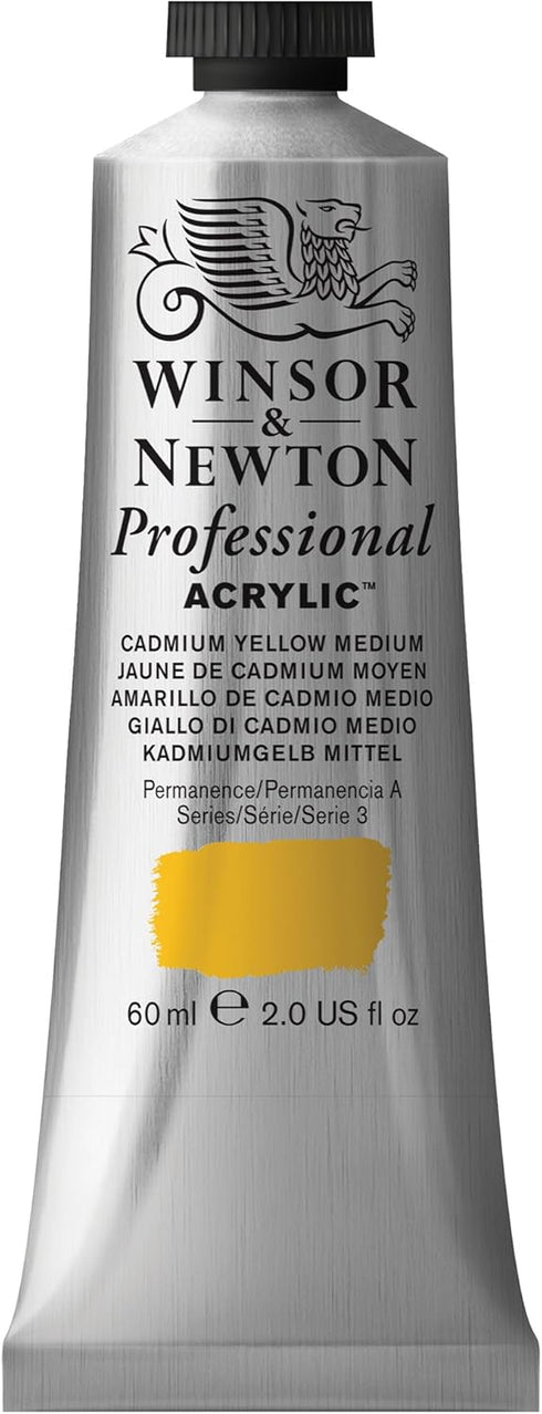 Winsor & Newton Professional Acrylic Paint, 60ml (2-oz) Tube, Cadmium Yellow Medium...
