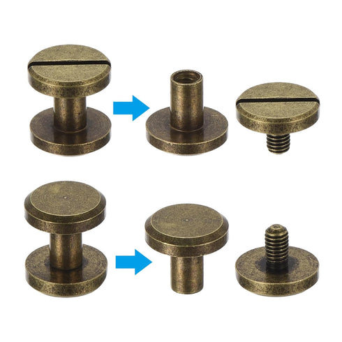 PATIKIL 50 Sets Chicago Screws, 8mm L Chicago Screw Slotted Binding Post Screw Bolts Rivets Brass Fasteners Connectors for Leather Belt Scrapbook ...