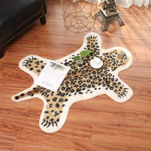 Leopard Print Rug, 2.7 W x 3.5 L Feet Faux Cowhide Skin Rug Animal Printed Area Rug Carpet for Home Office, Livingroom, Bedroom...