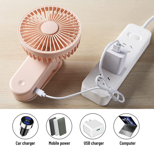 Portable Mini Clip on Fan, 4000mAh Rechargeable USB Battery Operated Stroller Fan with Magnetic - Pink...
