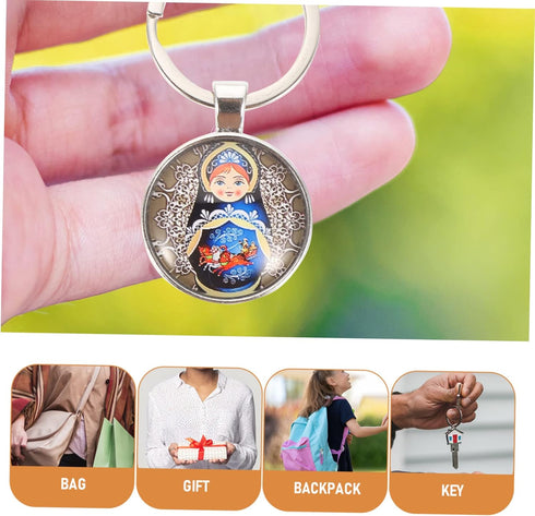 4pcs Russian Pendant Year Keychains Key Chinese Decorative for Ring Bag New Charms Tote Matryoshka Stacking Decoration Purse Keyrings Dolls Metal ...
