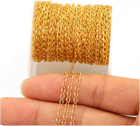 33FT Gold Silver Twisted Cable Chains Stainless Steel Necklace Jewelry Chains Extender Chains Link Bulk for Jewelry Makings...