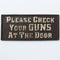Old West Hotel Saloon Cast Iron Sign Please Check Your Guns At the Door Plaque...