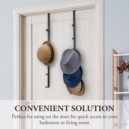 MyGift Black Metal Over The Door Hooks Heavy Duty Hanger for Hats, Coat, Scarf, and Purse, Door Hanging Rack Display Storage with 5 Hooks, Set of ...